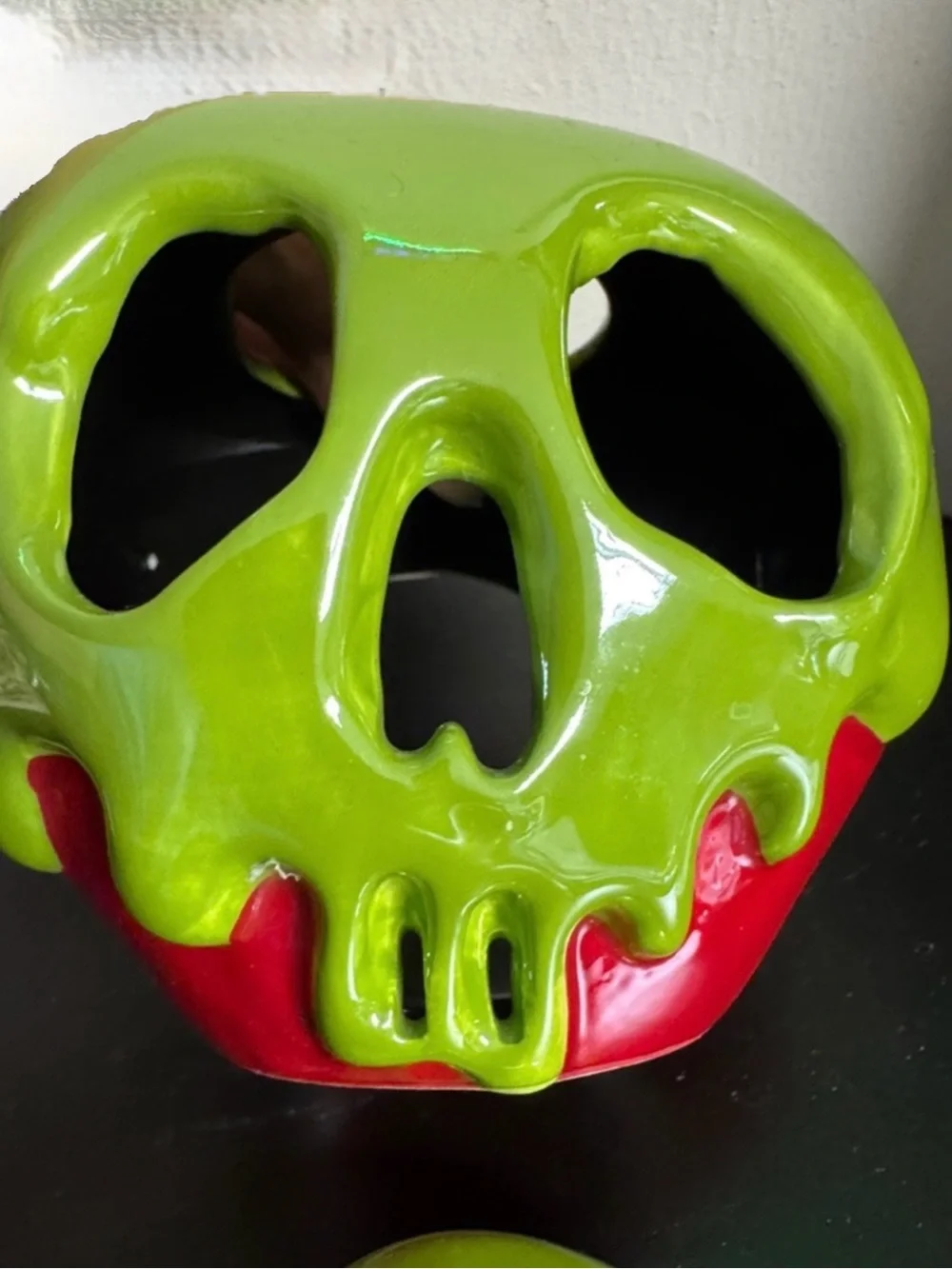 Authentic Disney Green and Red Poison Skull Apple Ceramic Votive Holder